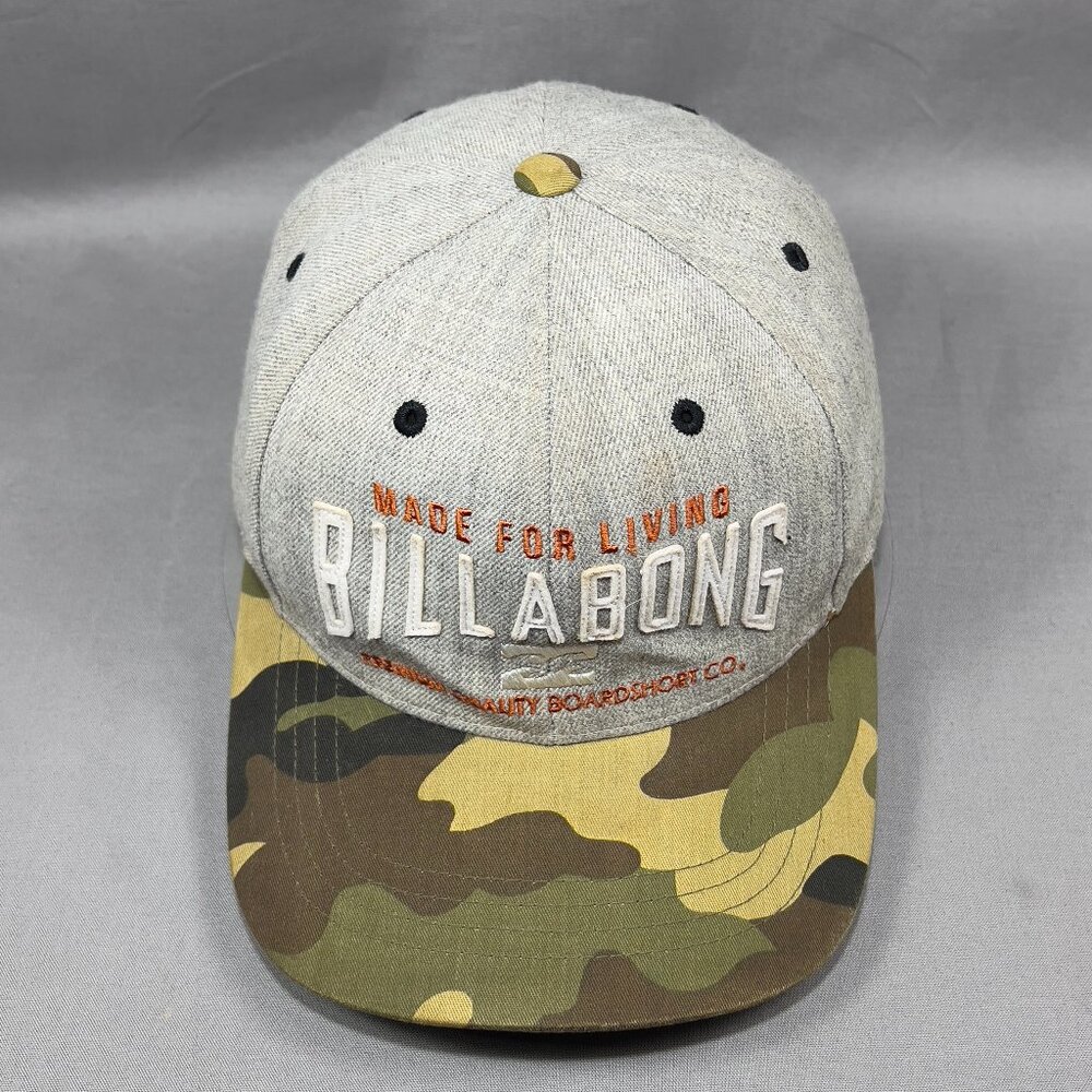 Billabong Snap Back Cap Hat Surf Brown Camo Camouflage Baseball Outdoor Boys - Picture 7 of 14